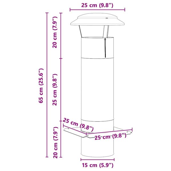 Разширение за комин Сребрист 25 x 25 x 65 см Неръждаема стомана