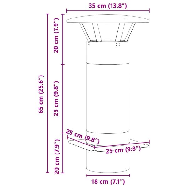 Разширение за комин Сребрист 35 x 35 x 65 см Неръждаема стомана