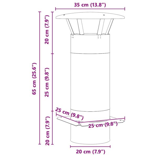 Разширение за комин Сребрист 35 x 35 x 65 см Неръждаема стомана