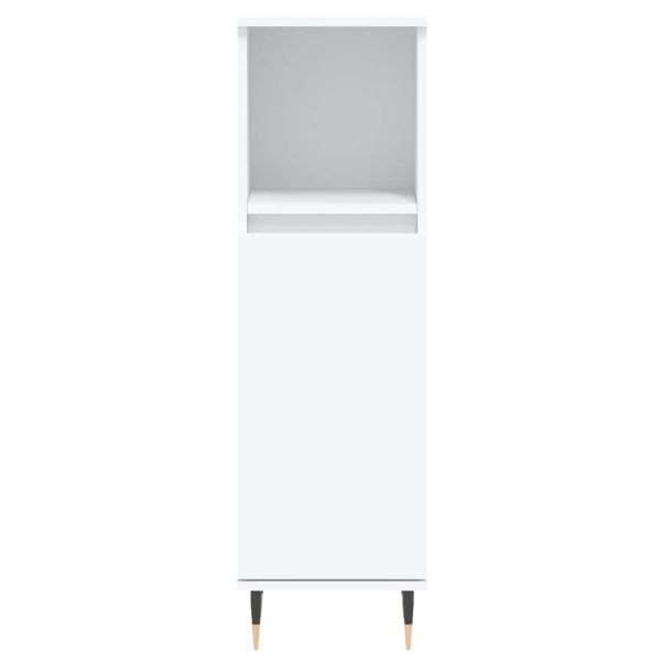 Шкаф за баня, бял, 30x30x100 см, инженерно дърво