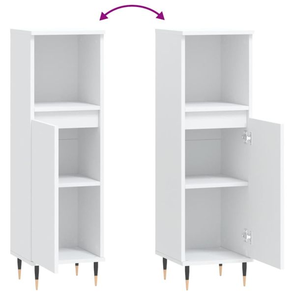 Шкаф за баня, бял, 30x30x100 см, инженерно дърво