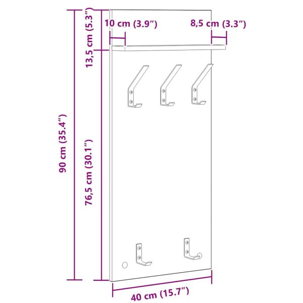 Стенен закачалка за палта с рафт Старо дърво 40 x 10 x 90 см