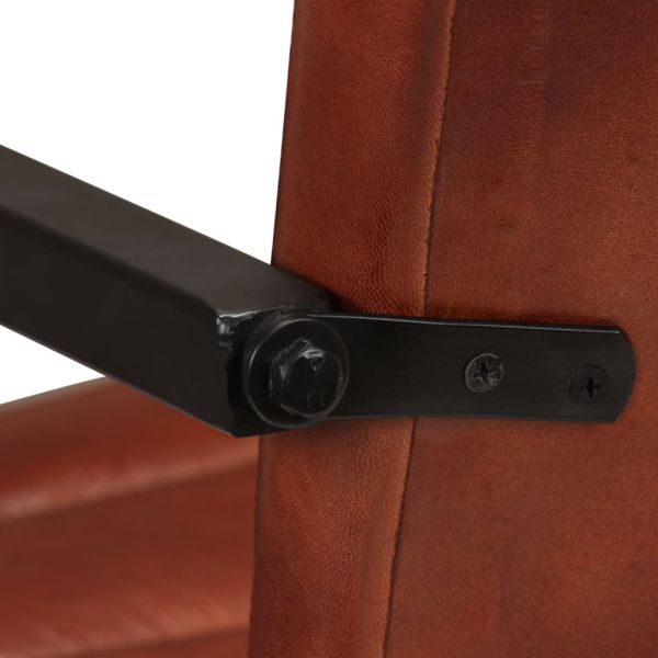 Трапезни столове, 6 бр, кафяви, естествена кожа