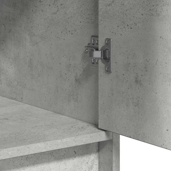 Тоалетка с огледални светлини с врата 3 pcs Сив Инженерно дърво