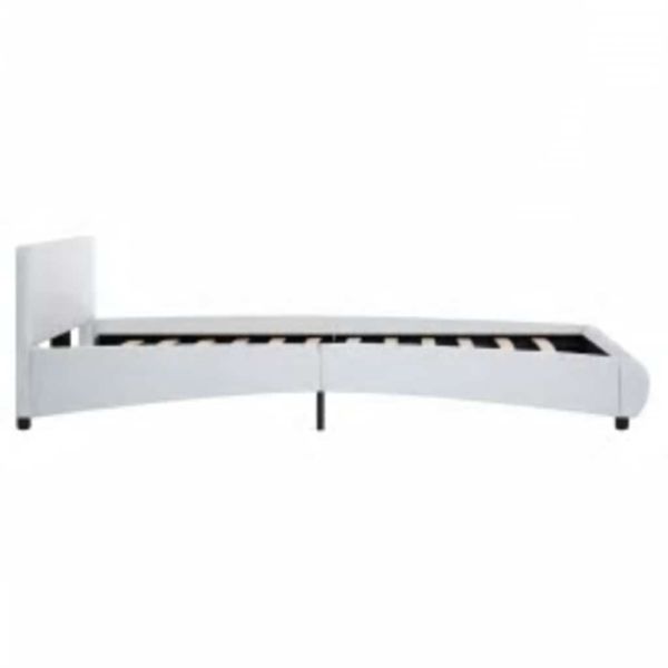 Рамка за легло с LED, бяла, изкуствена кожа, 120x200 cм