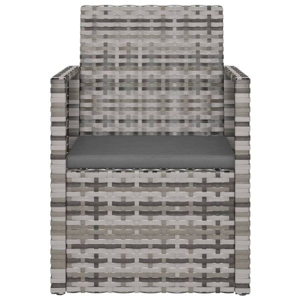 Градински фотьойл с възглавница, сив, полиратан