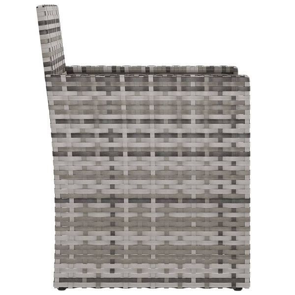 Градински фотьойл с възглавница, сив, полиратан