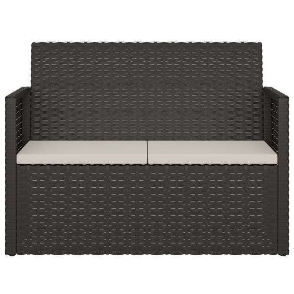 Градинска пейка с възглавници, черна, 105 см, полиратан