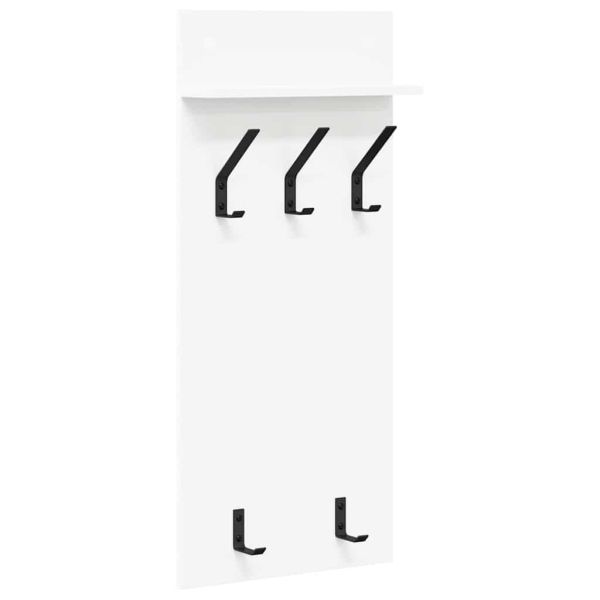 Стенен закачалка за палта Бяло 40 x 10 x 90 см Инженерно дърво