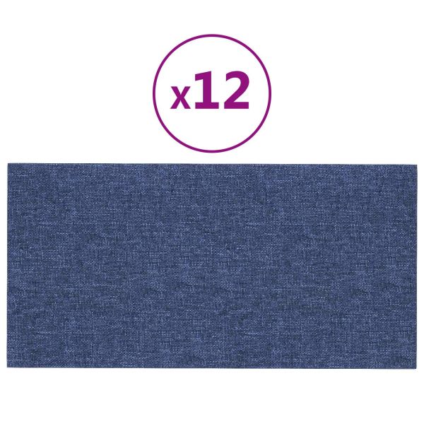 Стенно табло за легло 12 pcs Синьо 60 x 30 cm текстил