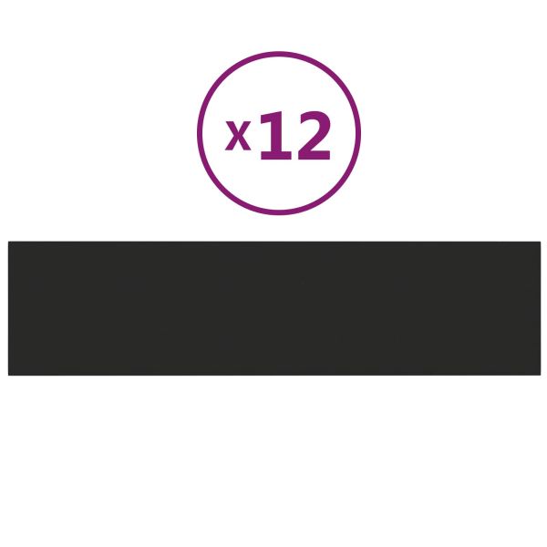 Стенно табло за легло 12 pcs Черно 60 x 15 cm текстил