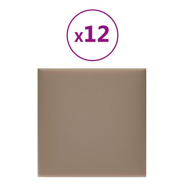 Стенно табло за легло 12 pcs Капучино 30 x 30 cm текстил