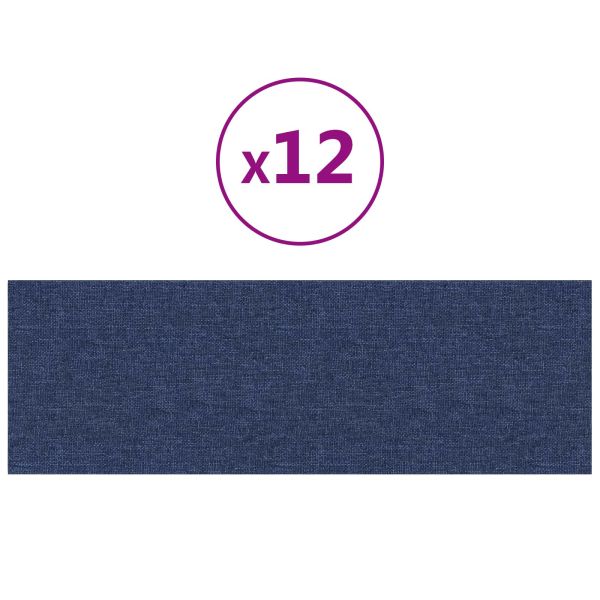 Стенно табло за легло 12 pcs Синьо 90 x 30 cm текстил