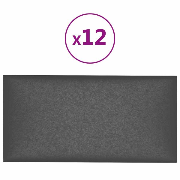 Стенно табло за легло 12 pcs Сив 30 x 15 cm текстил
