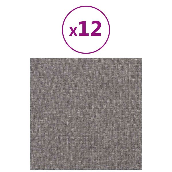 Стенно табло за легло 12 pcs Светлосиво 30 x 30 cm текстил