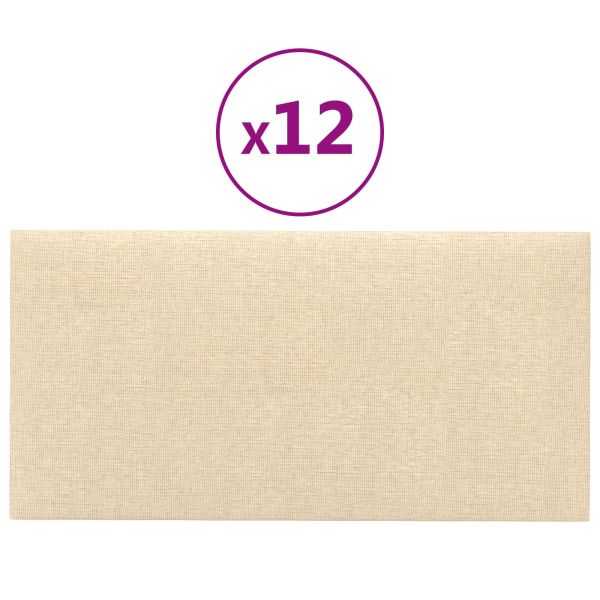 Стенно табло за легло 12 pcs Крем 60 x 30 cm текстил
