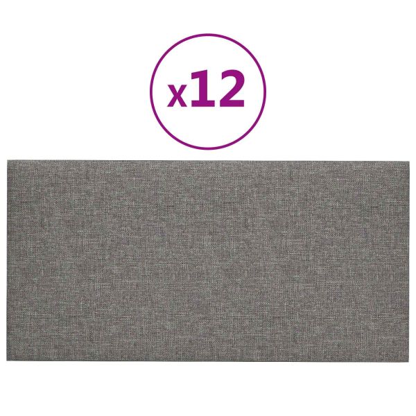 Стенно табло за легло 12 pcs Светлосиво 60 x 30 cm текстил
