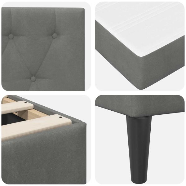 Рамка за легло с матрак Тъмен сив 120 x 190 cm Кадифе