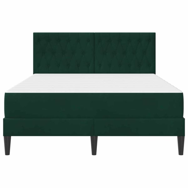 Рамка за легло с матрак Тъмен зелен 120 x 190 cm Кадифе