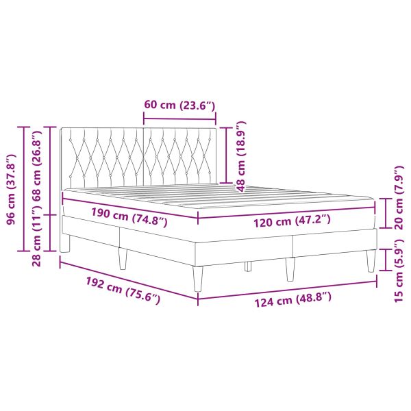 Рамка за легло с матрак Синьо Синьо 120 x 190 cm Кадифе