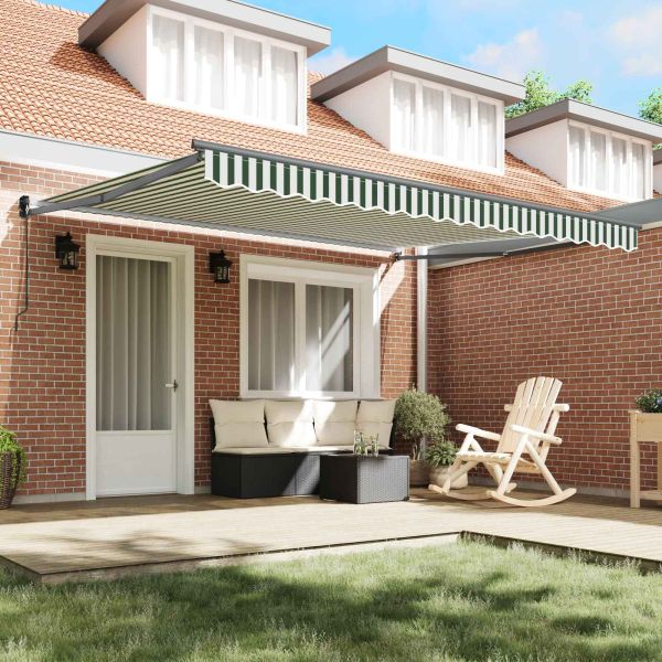 Сгъваем навес Зелен и бял 400 × 300 cm Полиестер и алуминий