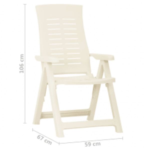 Градински регулируеми столове, 2 бр, пластмаса, бели