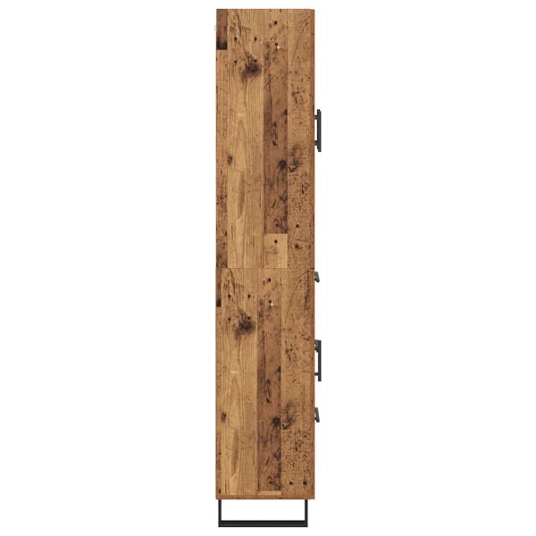 Висок шкаф 2 pcs Старо дърво Инженерна дървесина и стъкло