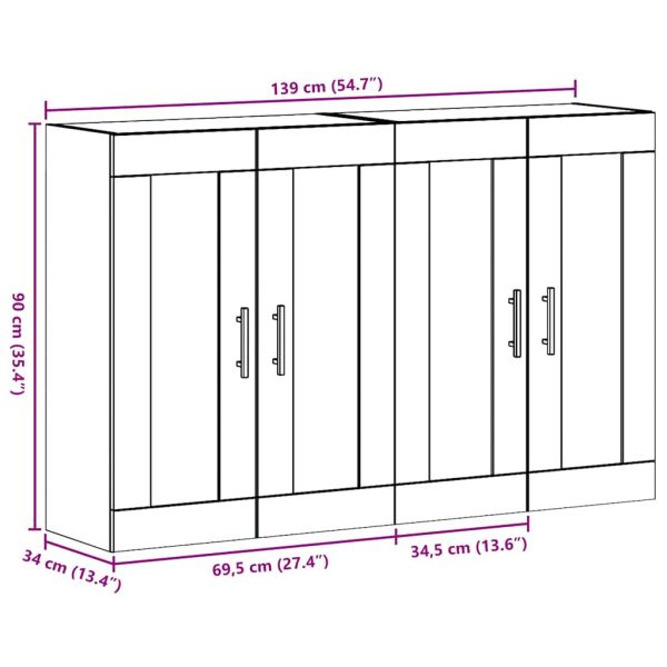 Стенни шкафове 2 pcs Старо дърво 69,5 x 34 x 90 см