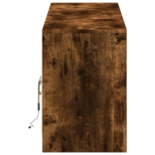 ТВ шкаф с LED, опушен дъб, 180x34x50 см, инженерно дърво