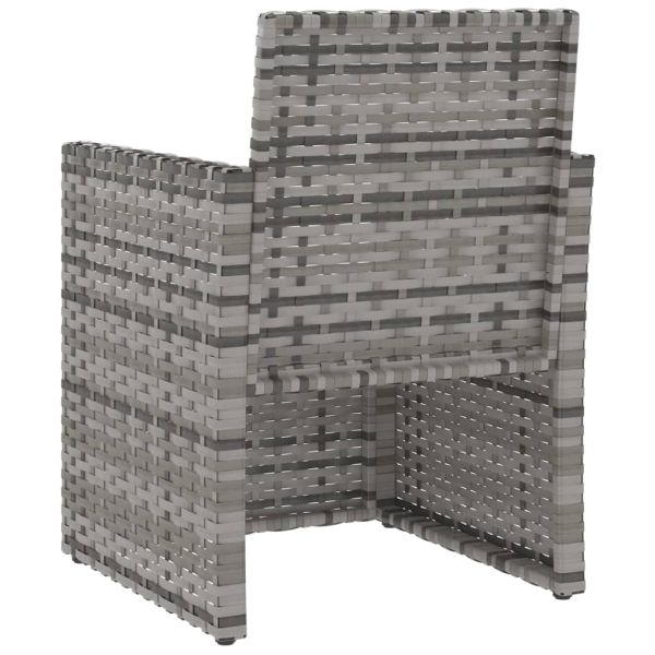 Градински фотьойл с възглавници, сив, полиратан