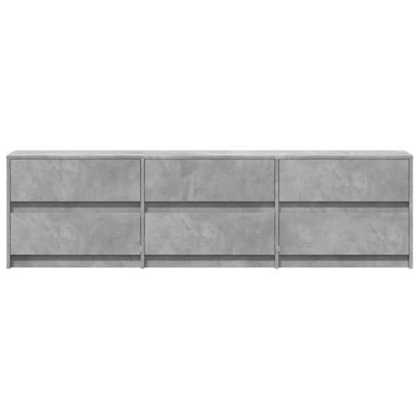 ТВ шкаф с LED, бетонно сив, 180x34x50 см, инженерно дърво
