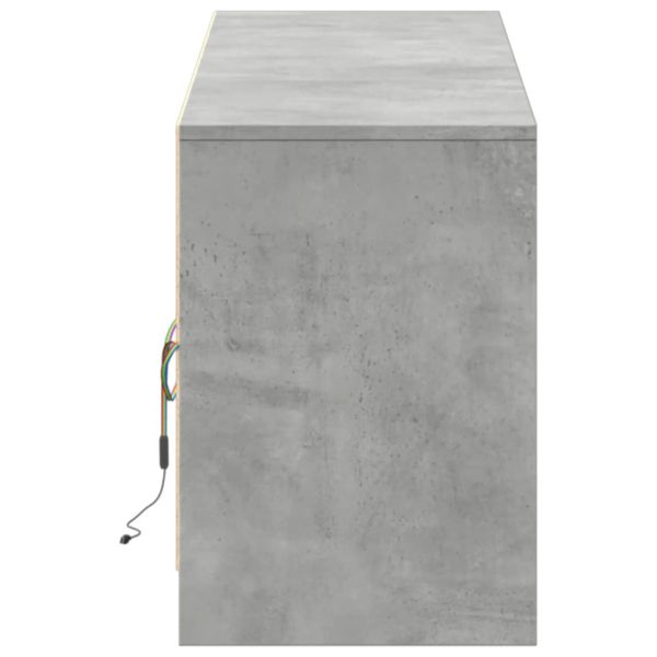 ТВ шкаф с LED, бетонно сив, 180x34x50 см, инженерно дърво