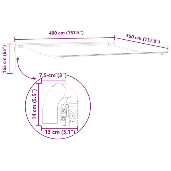 Сгъваем навес Зелен и жълт 400 × 350 cm Тъкан и алуминий