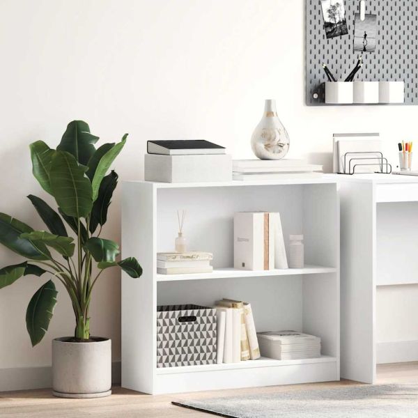 Шкаф за книги бял 80x24x75 cm Инженерна дървесина