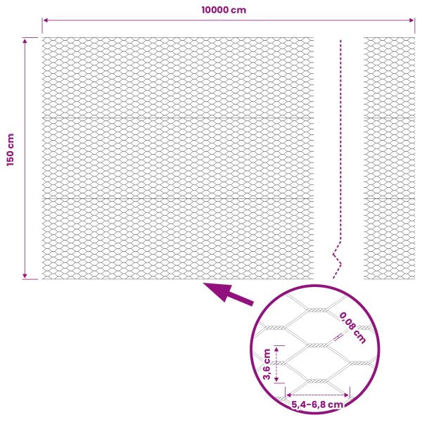 Шестоъгълна ограда Сив 1,5 x 100 м ПВЦ