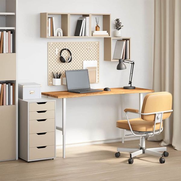 Плот за бюро, светлокафяв, 140x50x2,5см, дъб масив, правоъгълна