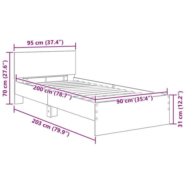 Рамка за легло с таблото Черния дъб 90 x 200 cm Инженерно дърво
