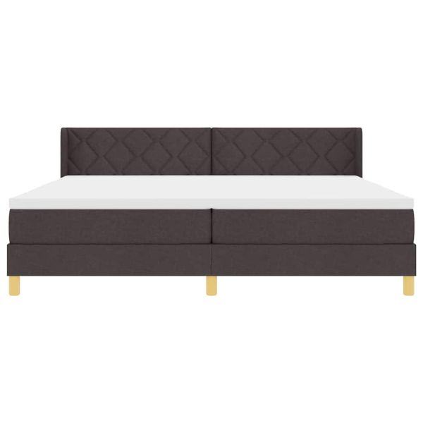 Легло с пружинирана основа Тъмен кафяв 200 x 200 cm текстил