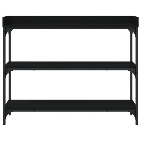 Конзолна маса с рафтове, черна, 100x30x80 cм