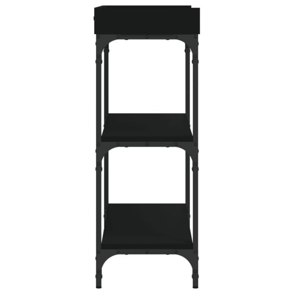 Конзолна маса с рафтове, черна, 100x30x80 cм