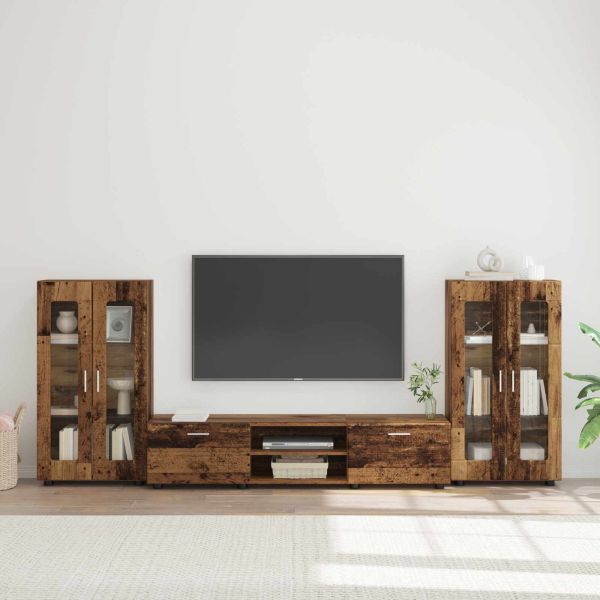 Комплект ТВ шкаф FLORIN 3 pcs Старо дърво Инженерно дърво