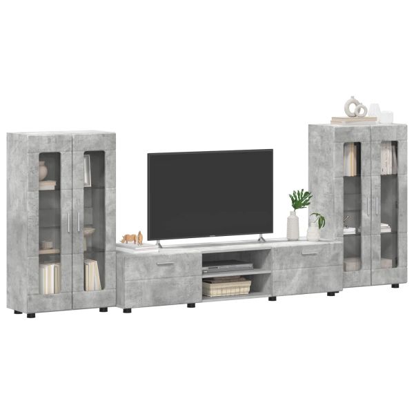 Комплект ТВ шкаф FLORIN 3 pcs Циментено сиво Инженерно дърво