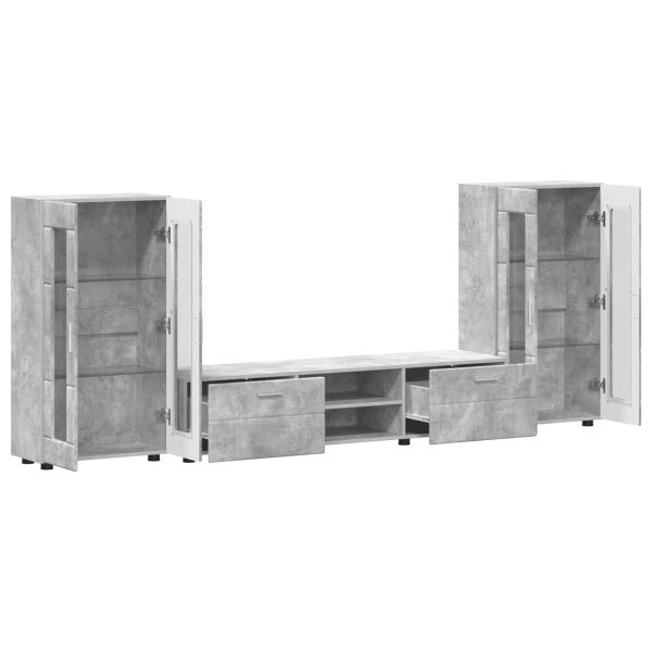 Комплект ТВ шкаф FLORIN 3 pcs Циментено сиво Инженерно дърво