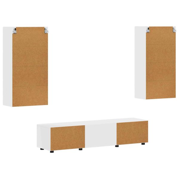 Комплект ТВ шкаф с чекмедже FLORIN 3 pcs Бяло Инженерно дърво