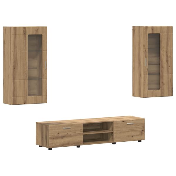 Комплект ТВ шкаф с чекмедже FLORIN 3 pcs Дъб Инженерно дърво