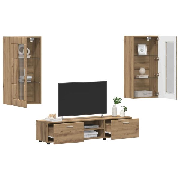 Комплект ТВ шкаф с чекмедже FLORIN 3 pcs Дъб Инженерно дърво