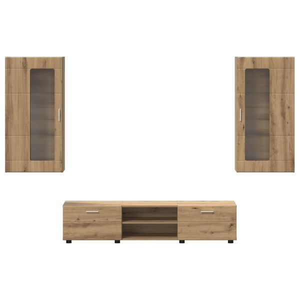Комплект ТВ шкаф с чекмедже FLORIN 3 pcs Дъб Инженерно дърво