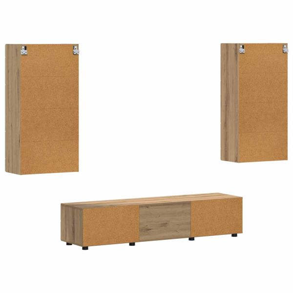 Комплект ТВ шкаф с чекмедже FLORIN 3 pcs Дъб Инженерно дърво