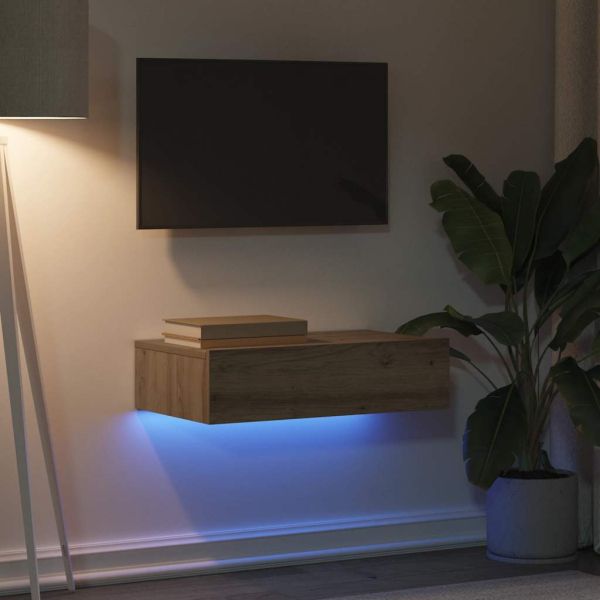ТВ шкаф с LED светлини Artisan дъб 60x35x15,5 cm