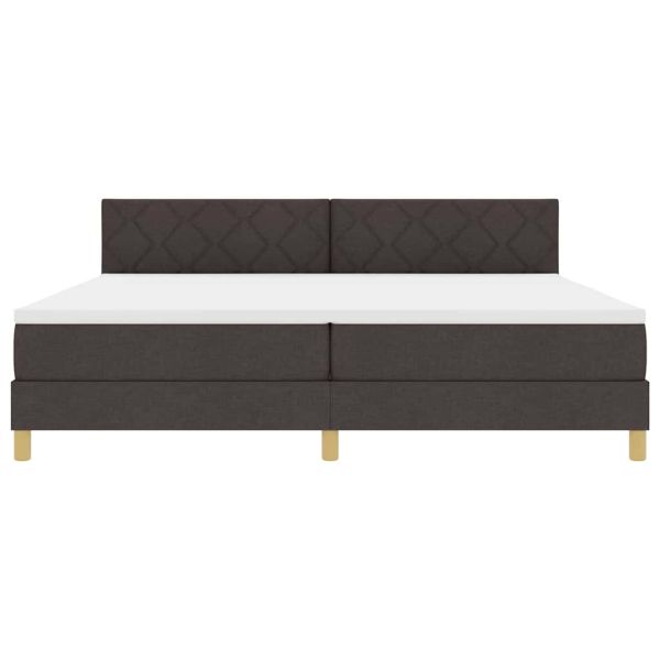 LED кутия за пружини с легло Тъмен кафяв 200 x 200 cm текстил